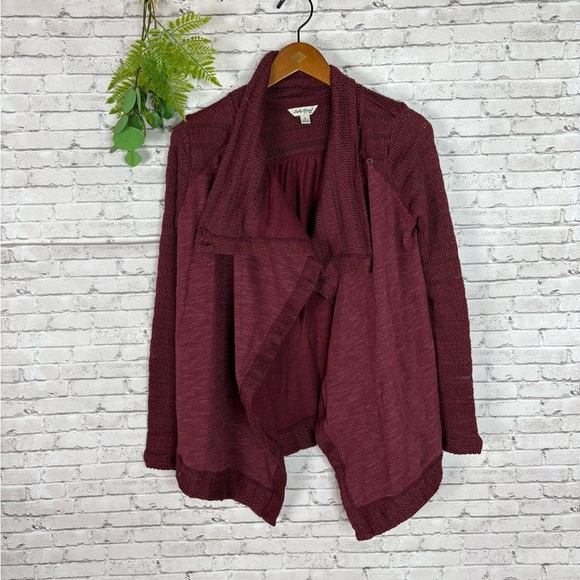 Lucky Brand Maroon Drape Wrap Lightweight Cardigan - Picture 6 of 6